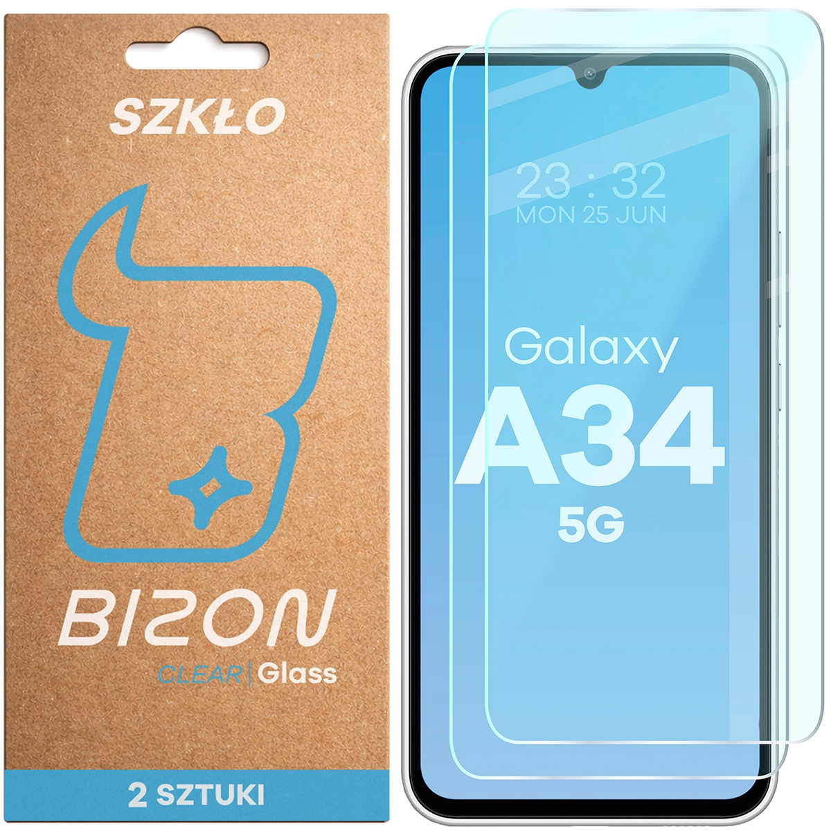 Szkło hartowane Bizon Glass Clear Duo do Samsung Galaxy A34 5G, 2 sztuki